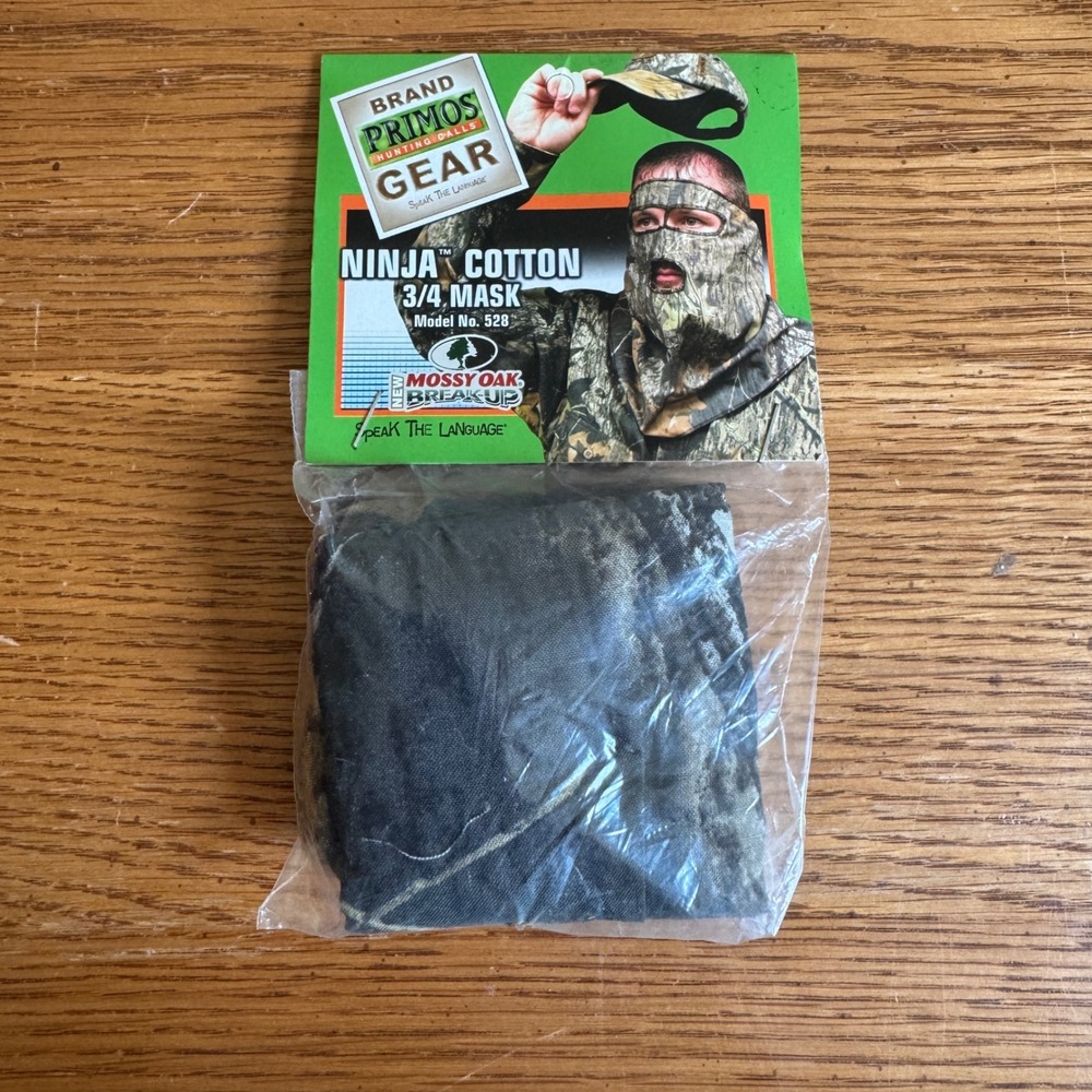 Primos Ninja Cotton 3/4 Mask Mossy Oak Break-Up Camo Hunting Face Mask 528 NEW